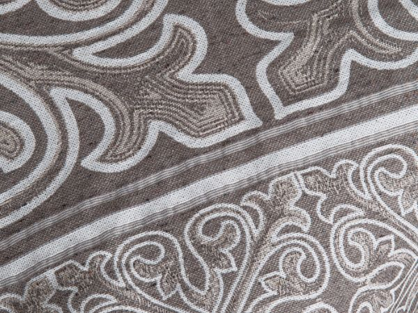 Kit Xale Sofá Com Almofadas Cheias Jacquard 5Pçs Dupla Face - Cáqui